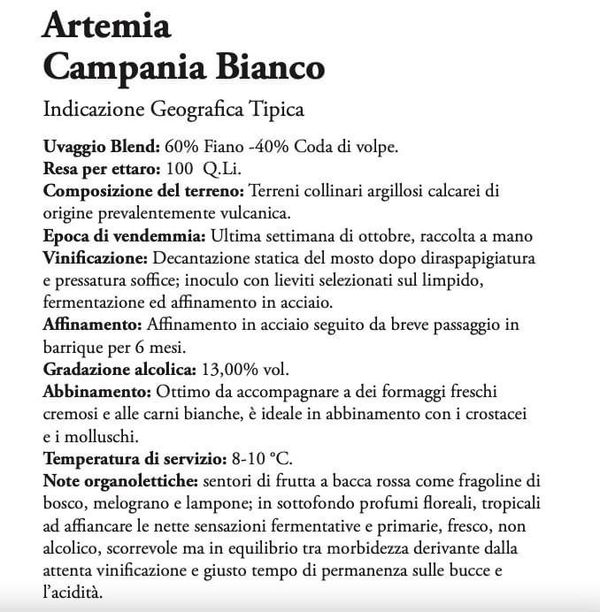 Campania Bianco Selezione "Artemia" - IGT