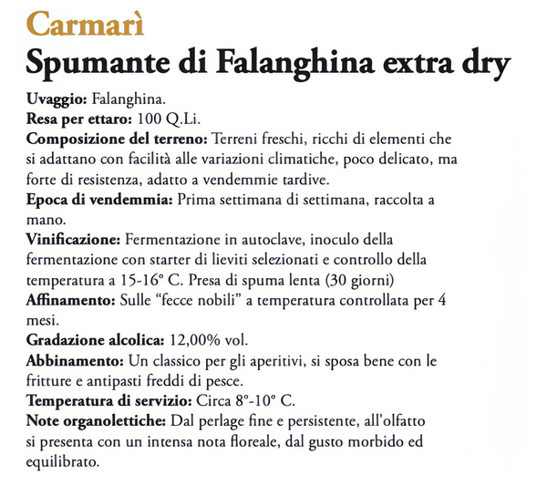 Falanghina Spumante "Carmarì" Extra Dry
