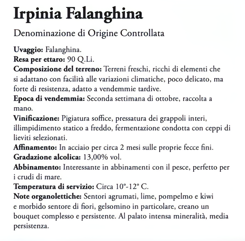 Falanghina Irpinia  DOC